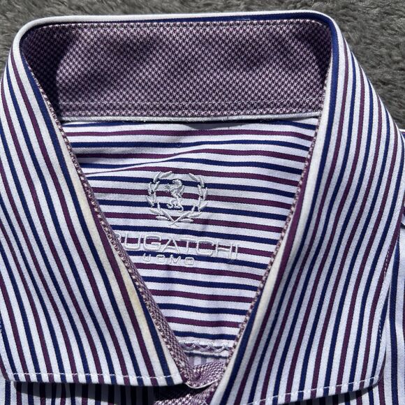 Bugatchi Uomo Dress‎ Shirt Mens 16.5 34/35 Purple Lavender French Cuffs - Picture 10 of 16
